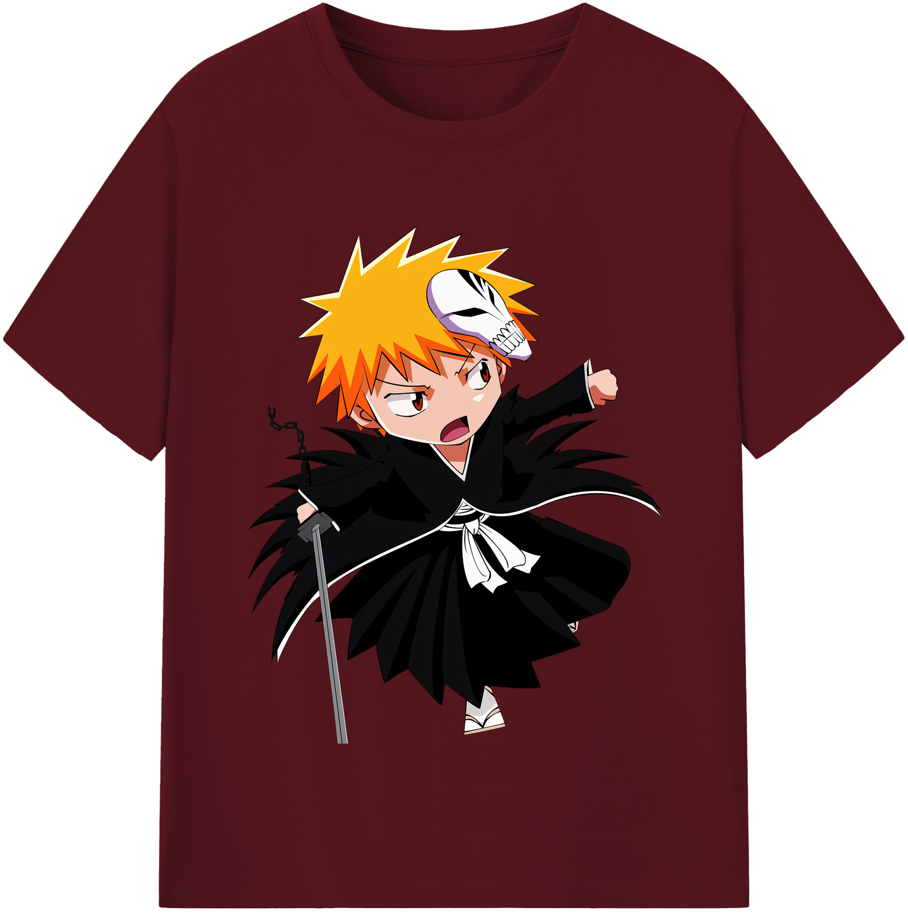 （画像用） ブリーチ 黒崎一護（くろさき いちご）BLEACH Kurosaki Ichigo 綿100％半袖Tシャツ（フロントプリント）